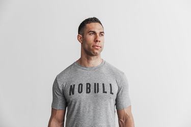 Nobull Men's T Shirts Grey | Australia (LV2948)